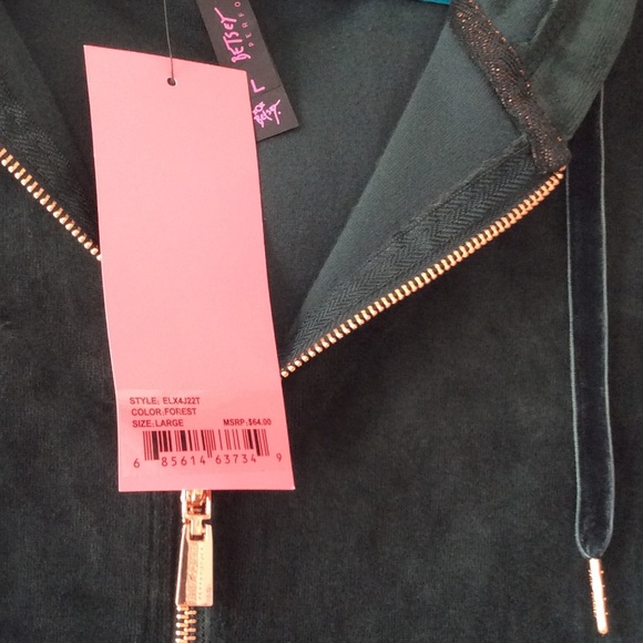 Betsey Johnson velour track jacket with hood - Picture 3 of 5